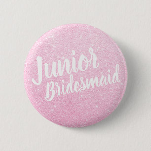 Elegant modern rose gold glitter junior bridesmaid 2 inch round button