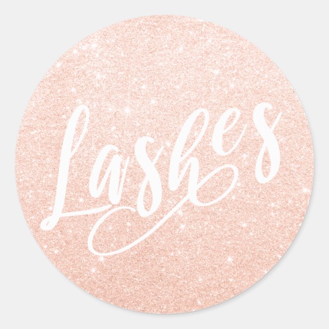 Elegant modern rose gold glitter lashes classic round sticker (Front)
