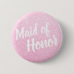 Elegant & modern rose gold glitter maid of honour 2 inch round button