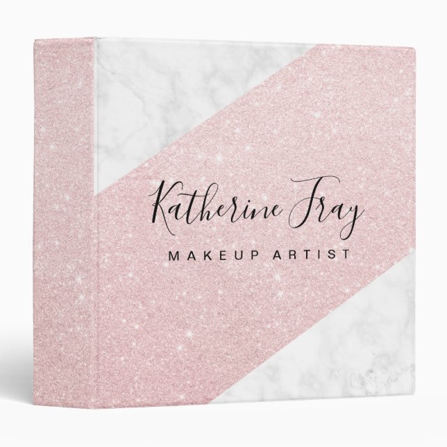 Elegant modern rose gold glitter makeup artist binder (Front/Spine)