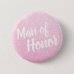 Elegant & modern rose gold glitter man of honour 2 inch round button