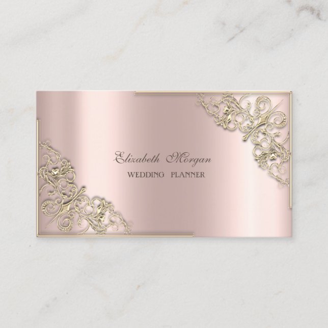 Elegant Modern,Rose Gold,Gold Frame Business Card (Front)