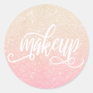 Elegant modern rose gold & gold glitter makeup classic round sticker