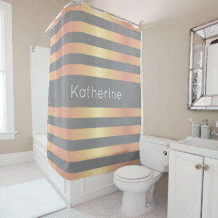 Elegant Modern Rose Gold Gradient Stripes Grey