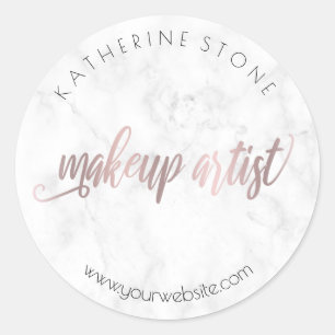 Elegant modern rose gold & marble makeup artist classic round sticker