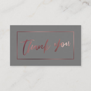 Elegant Modern Rose Gold on Dark Grey Thank You Enclosure Card