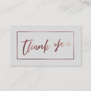 Elegant Modern Rose Gold on Grey Thank You Insert