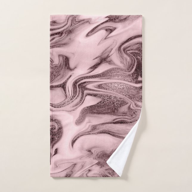 Elegant modern rose gold & pink marble look hand towel (Hand Towel)