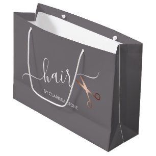 Elegant modern rose gold scissors hairstylist large gift bag
