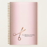 Elegant modern rose gold scissors hairstylist planner<br><div class="desc">Modern and elegant design for hairstylists with faux rose gold scissors and elegant calligraphy font.</div>