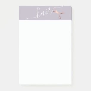 Elegant modern rose gold scissors hairstylist post-it notes