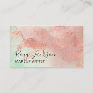 Elegant modern rose gold watercolor makeup artist business card