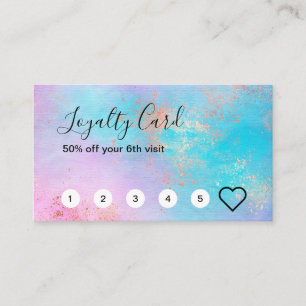 Elegant modern rose gold watercolor makeup artist loyalty card