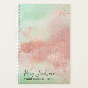 Elegant modern rose gold watercolor makeup artist planner