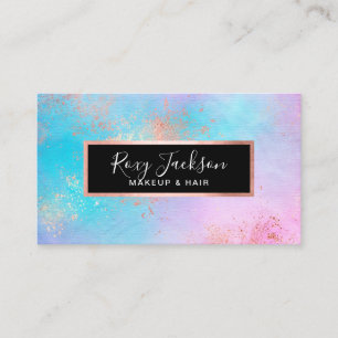 Elegant modern rose gold watercolor makeup & hair business card