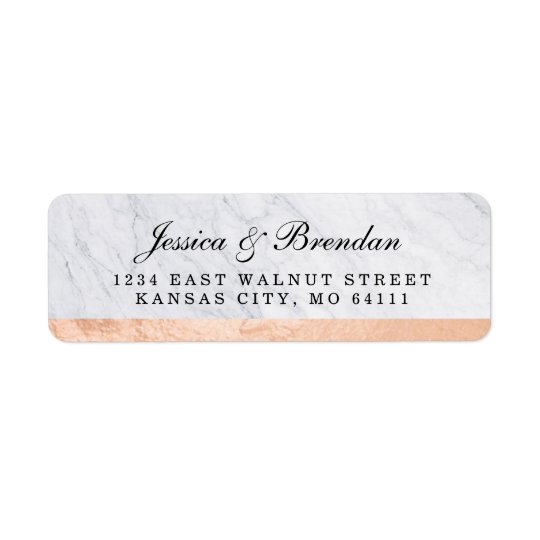 Elegant Modern Rose Gold Wedding Return Address Return Address Label