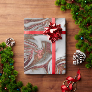 Elegant modern rose gold & white marble look wrapping paper