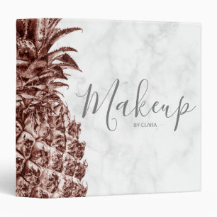 Elegant modern rose gold white marble pineapple binder