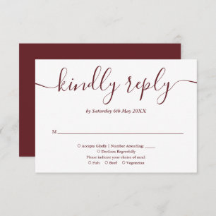 Elegant Modern Rosewood Pink Script RSVP Card