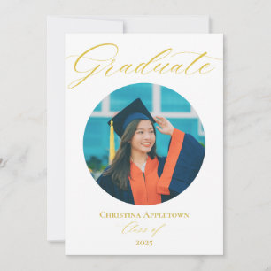 Elegant Modern Round Photo Graduation Invitation