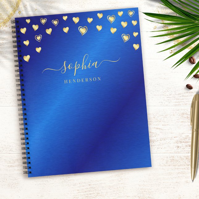 Elegant Modern Royal Blue and Gold Monogrammed Notebook (Creator Uploaded)