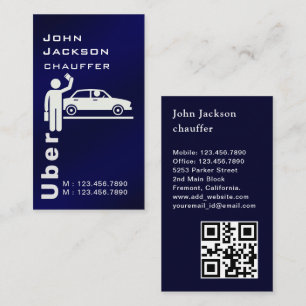 Elegant Modern Royal Blue QR code Chauffeur  Business Card