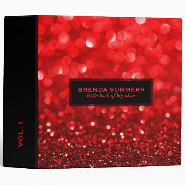 Elegant modern ruby-red bokeh glitter binder (Front/Spine)