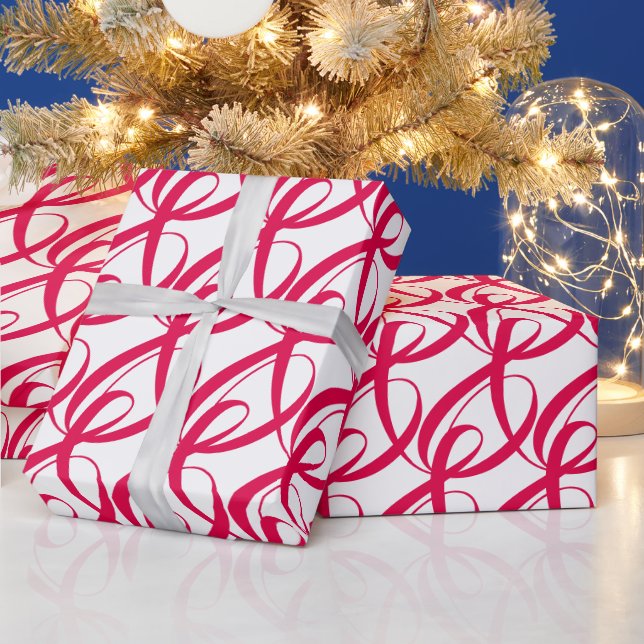 Elegant, Modern Ruby Red Wedding Anniversary Wrapping Paper (Holidays)