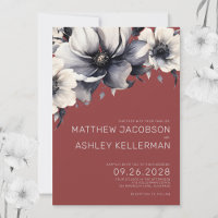 Elegant Modern Rustic Fall Red Floral Wedding