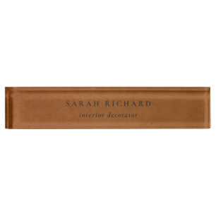 Elegant Modern Rustic Tan Leather Texture Custom Nameplate