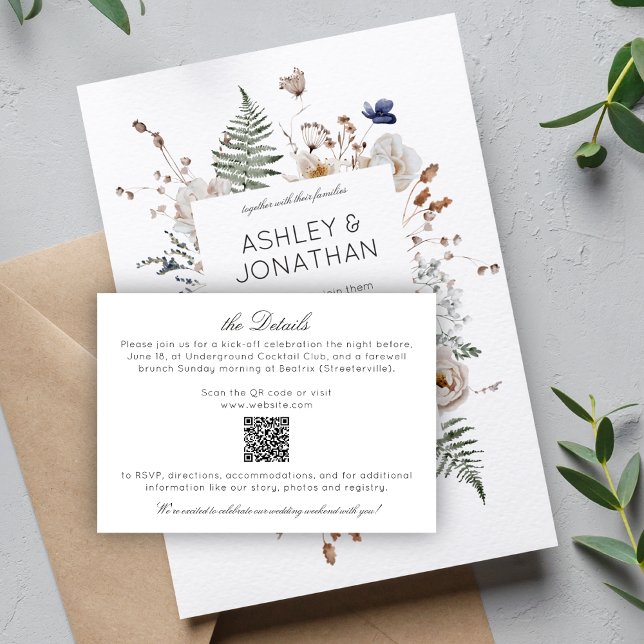 Elegant Modern Rustic Wildflower Wedding Details Enclosure Card (Creator Uploaded)