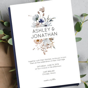 Elegant Modern Rustic Wildflower Wedding Invitation