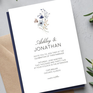 Elegant Modern Rustic Wildflower Wedding Invitation