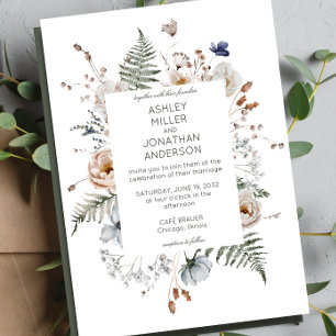 Elegant Modern Rustic Wildflower Wedding Invitation