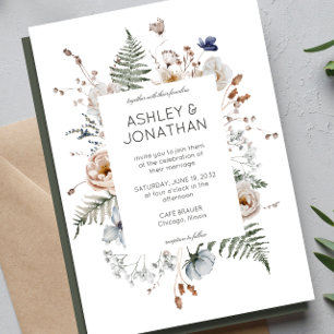 Elegant Modern Rustic Wildflower Wedding Invitation