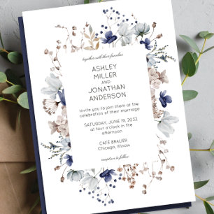 Elegant Modern Rustic Wildflower Wedding Invitation