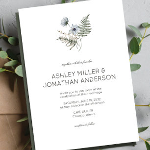 Elegant Modern Rustic Wildflower Wedding Invitation