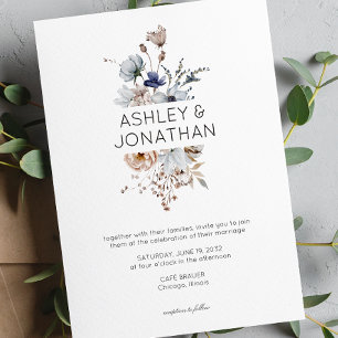 Elegant Modern Rustic Wildflower Wedding Invitation