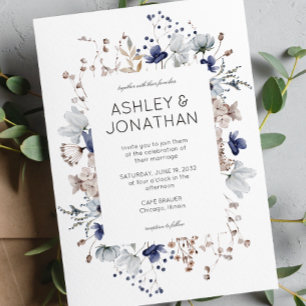 Elegant Modern Rustic Wildflower Wedding Invitation