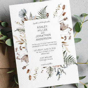 Elegant Modern Rustic Wildflower Wedding Invitation