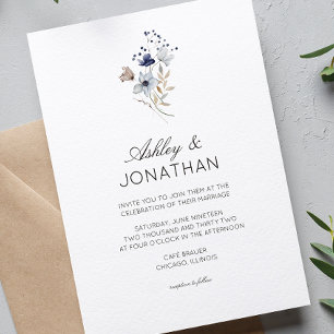 Elegant Modern Rustic Wildflower Wedding Invitation