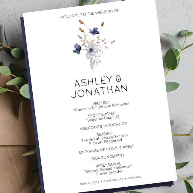 Elegant Modern Rustic Wildflower Wedding Program (Creator Uploaded)