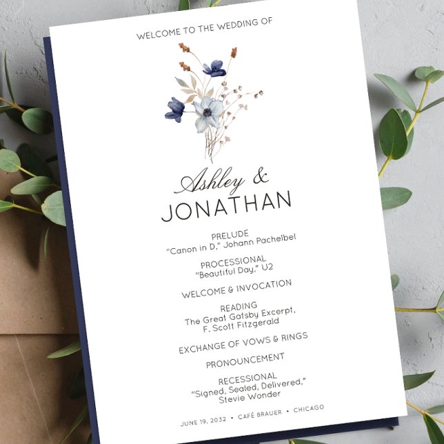 Elegant Modern Rustic Wildflower Wedding Program (Creator Uploaded)