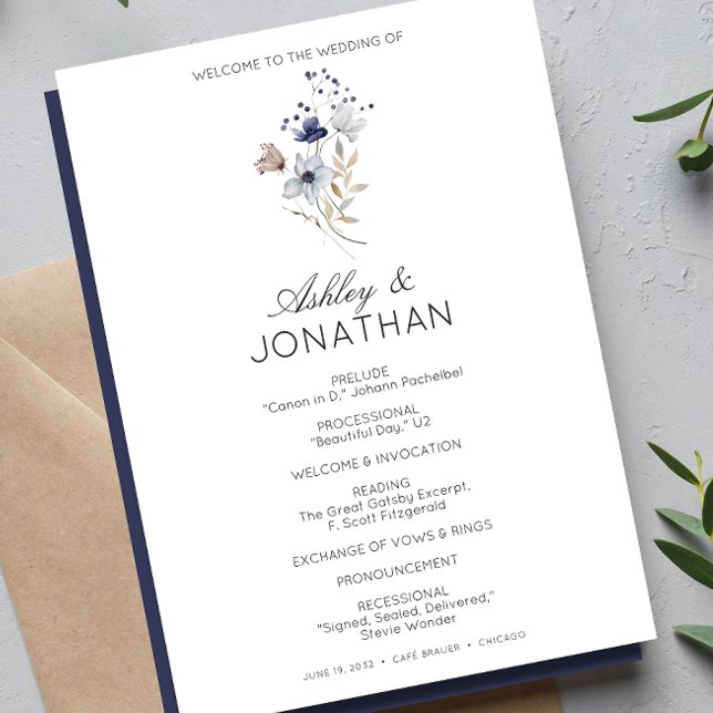 Elegant Modern Rustic Wildflower Wedding Program (Creator Uploaded)