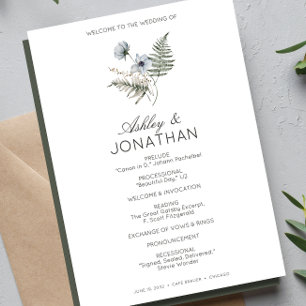 Elegant Modern Rustic Wildflower Wedding Program