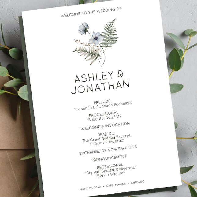Elegant Modern Rustic Wildflower Wedding Program (Creator Uploaded)