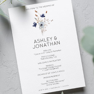 Elegant Modern Rustic Wildflower Wedding Program