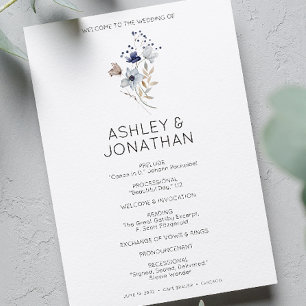 Elegant Modern Rustic Wildflower Wedding Program