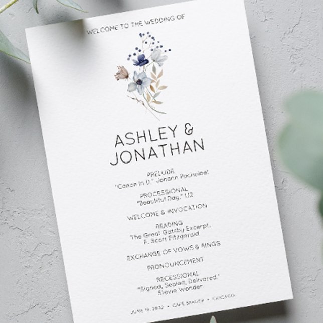 Elegant Modern Rustic Wildflower Wedding Program (Creator Uploaded)