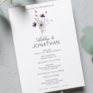Elegant Modern Rustic Wildflower Wedding Program